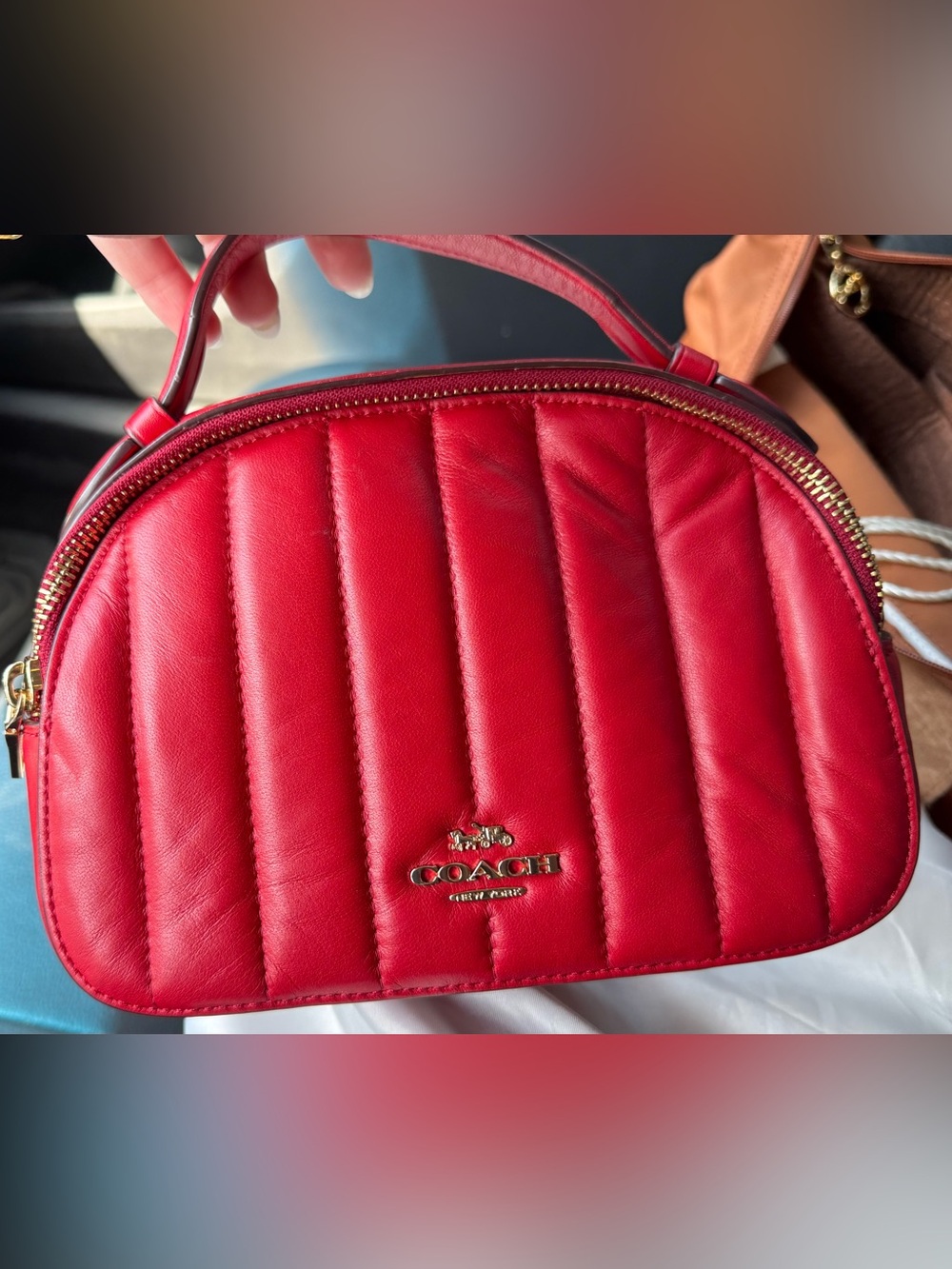 Coach Red Quilted Mini Top-Handle Bag